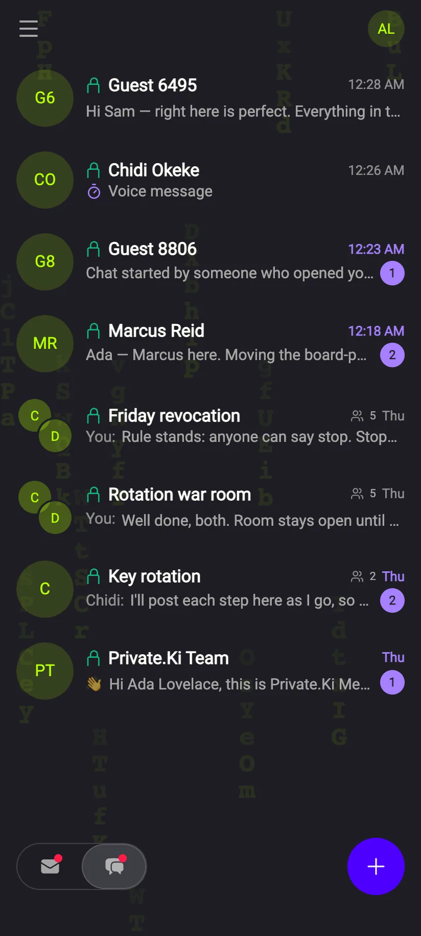 Phone chat list